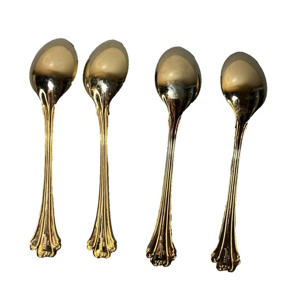 FB Rogers Golden Plated Electroplate American Chipendale 4 Spoons Tbsp - Picture 8 of 16